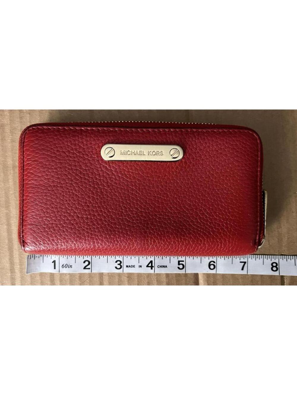Michael Kors Red Leather Zip Around Wallet - Picture 3 of 9